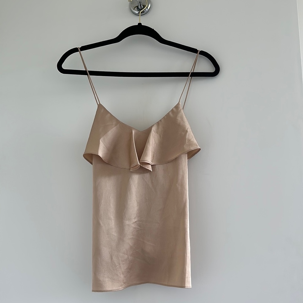 Champagne ruffle tank with criss-cross back from Anthro